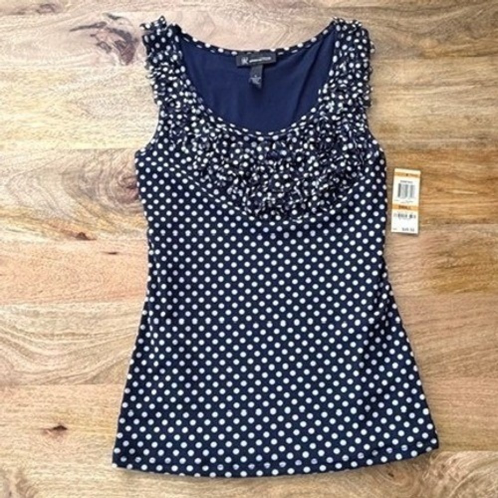 Vtg. Y2K Parisian Coquette Navy Polka Dot 2Pc Set Tank & Tiered Mini Skirt S/M - Picture 3 of 14